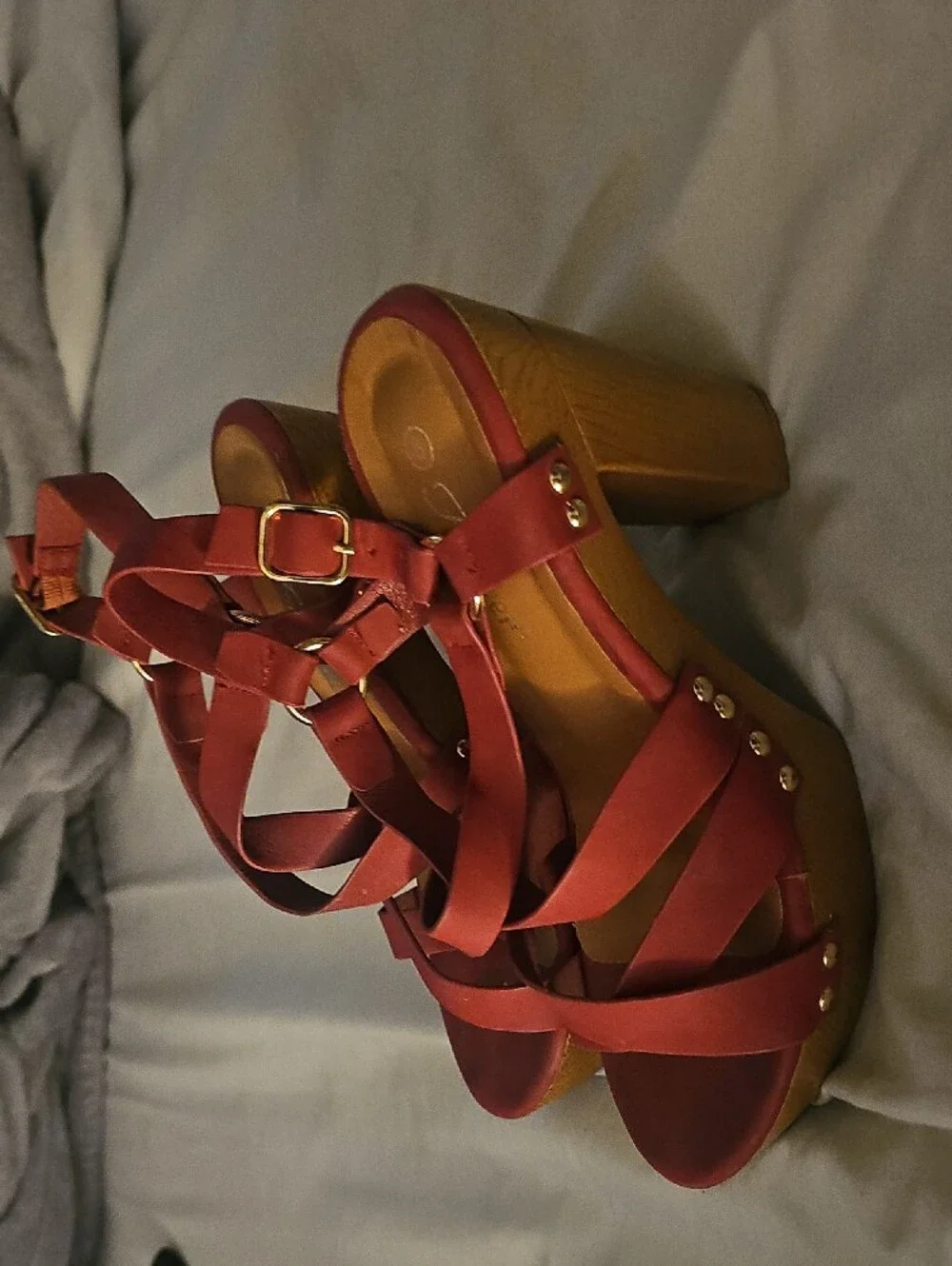 Women's Pink Strappy Platform Heeled Sandals Sz 8